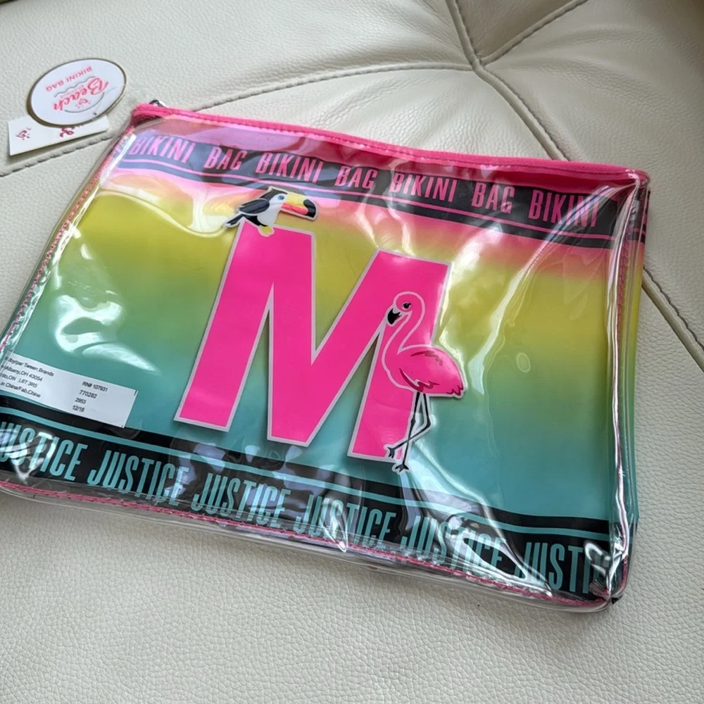 Justice Tropical Bikini‎ Swim Bag Initial (Letter M)